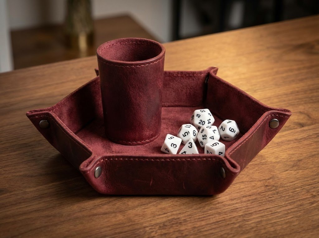 가죽 주사위 트레이 주사위 컵 세트 보드게임 액세서리